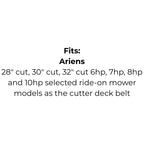 Belt replaces Ariens 07212400, 07215500, 7211300, 7212400, 7215500, 72169, 7216900