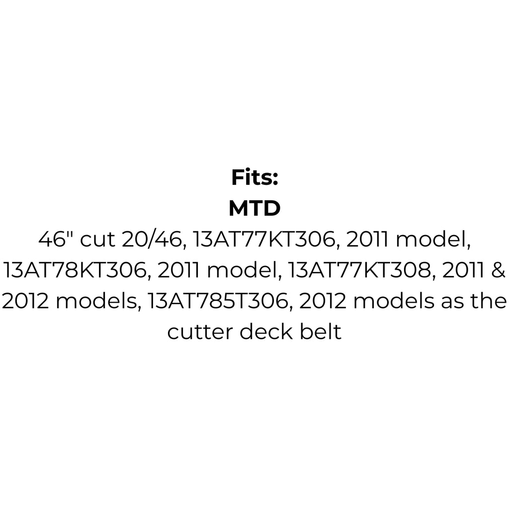 Belt replaces John Deere M71529 or M82460, MTD 754-0191, 954-0191, 1651-54 or 1651-63