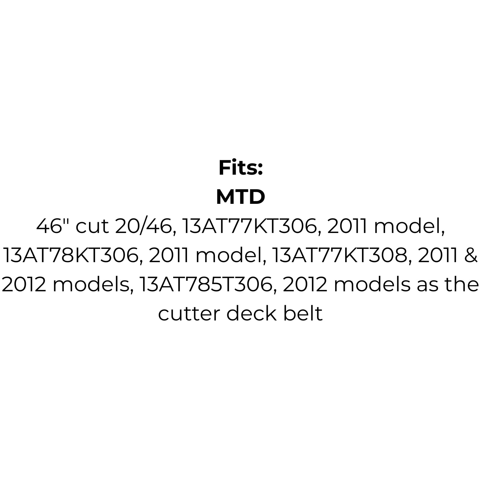 Belt replaces John Deere M71529 or M82460, MTD 754-0191, 954-0191, 1651-54 or 1651-63