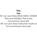 Belt Replaces Cox V39, Rover Rancher A07641 or Victa 754-0266 and 954-0266