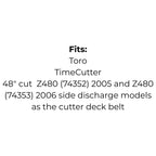 Belt Replaces Toro TimeCutter 108-7192 and 1087192