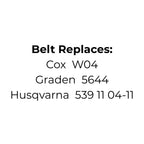 Belt Replaces Cox W04, Graden 5644 and Husqvarna 539 11 04-11 as the Cutter Deck Belt - Alt 3