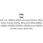 Belt Replaces Cox W04, Graden 5644 and Husqvarna 539 11 04-11 as the Cutter Deck Belt - Alt 4
