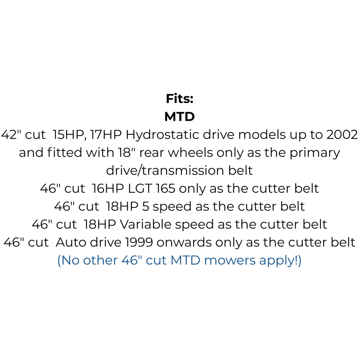 Belt Replaces Bolens 1739080, Craftsman 754-04207 954-04207, Cub Cadet 754-0640 9540640 incl MTD 754-0349 954-0349 Rover 754-04207 and 954-04207