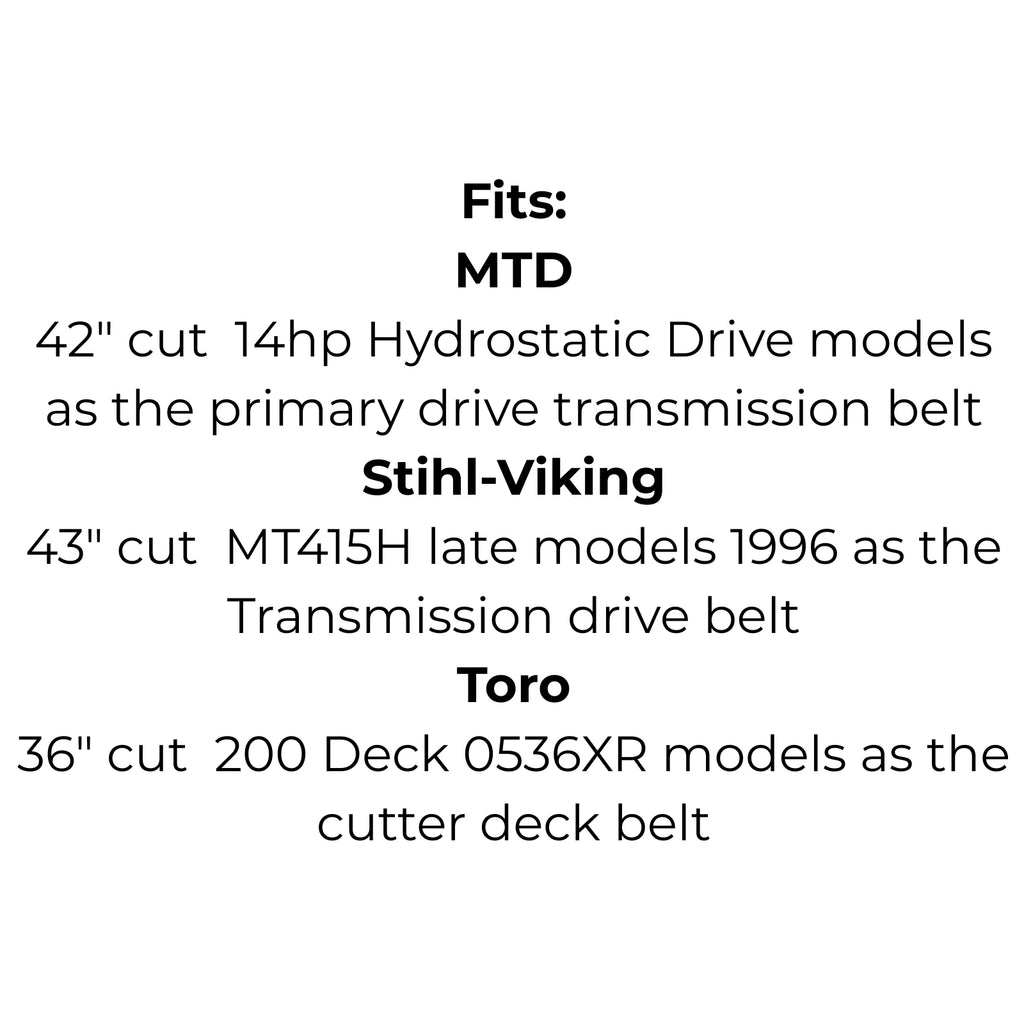 Belt Replaces MTD 754-0372 or 954-0372, Murray 335708, Stihl-Viking 7004 872 0999 or 6121 033 5708 or Toro 106751