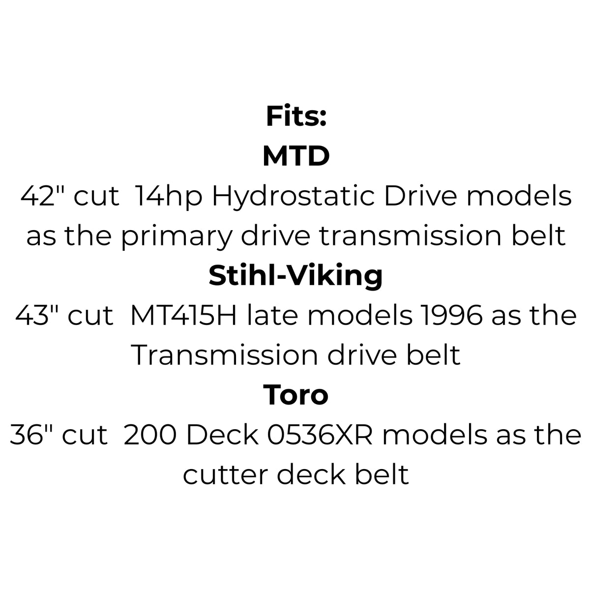 Belt Replaces MTD 754-0372 or 954-0372, Murray 335708, Stihl-Viking 7004 872 0999 or 6121 033 5708 or Toro 106751
