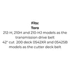 Belt Replaces John Deere M42779 and M45998, MTD 754-0365 and 954-0365, Simplicity 1607813 and 165950 or  Toro 114433 and 106516