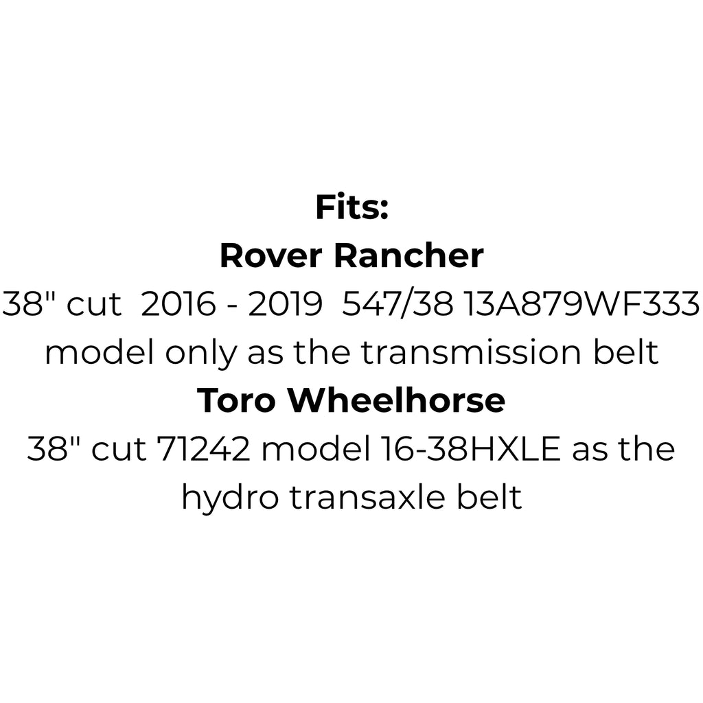 Belt for AYP 174978, Bolens 1756725, Husqvarna McCulloch 5321749-78, John Deere M47765, Rover Troy Bilt 95404252 75404252, Toro 886280, Westwood 1688