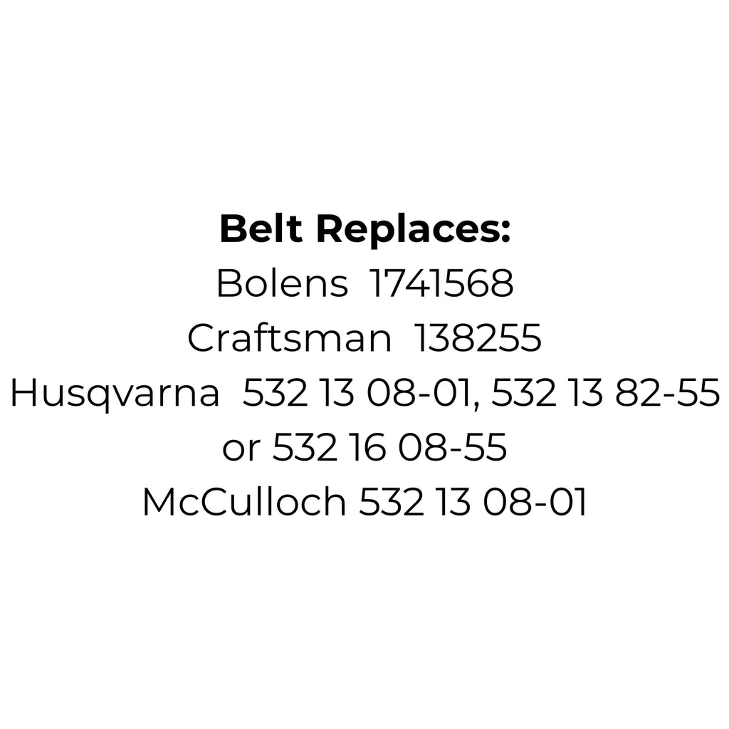 Belt Replaces Bolens 1741568, Craftsman 138255, Husqvarna   5321308-01, 5321382-55 or 5321608-55 or McCulloch 5321308-01