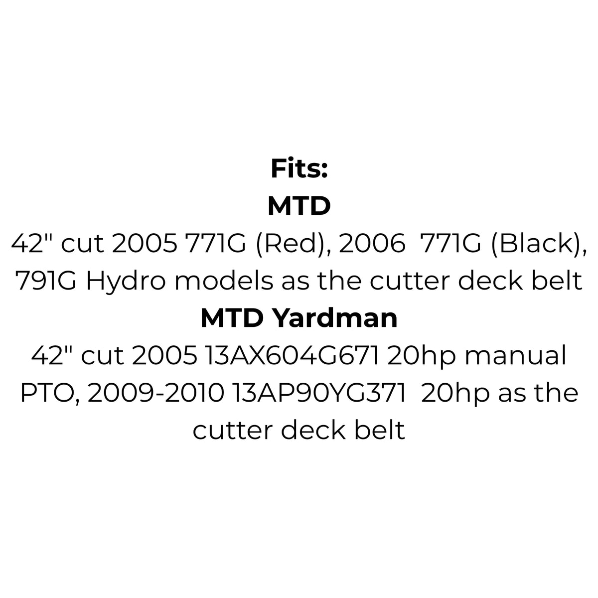 Belt Replaces Craftsman, Cub Cadet, MTD, Rover 754-04060, 954-04060, 754-04060B, 954-04060B or Sabre GX10851 or GX10065