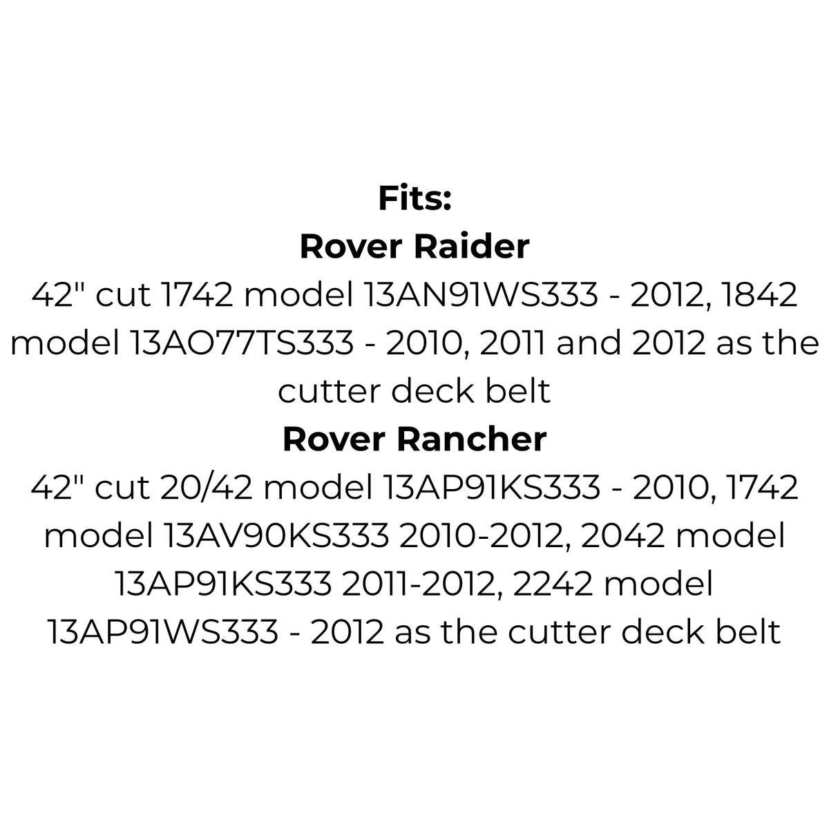 Belt Replaces Craftsman, Cub Cadet, MTD, Rover 754-04060, 954-04060, 754-04060B, 954-04060B or Sabre GX10851 or GX10065
