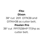 Belt Replaces Husqvarna, Dixon, Poulan Pro or Yard Pro 532 40 83-81