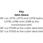 Belt Replaces John Deere M110978 or M41960, Bolens 1820400 or Mcculloch 532429636