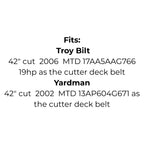 Belt Replaces Cub Cadet, MTD, Troy Bilt™️ 754-04045 or 954-04045, Honda 22431-771-700 or Yardman 75-409