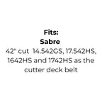Belt Replaces John Deere or Sabre GX20072 or GY20570