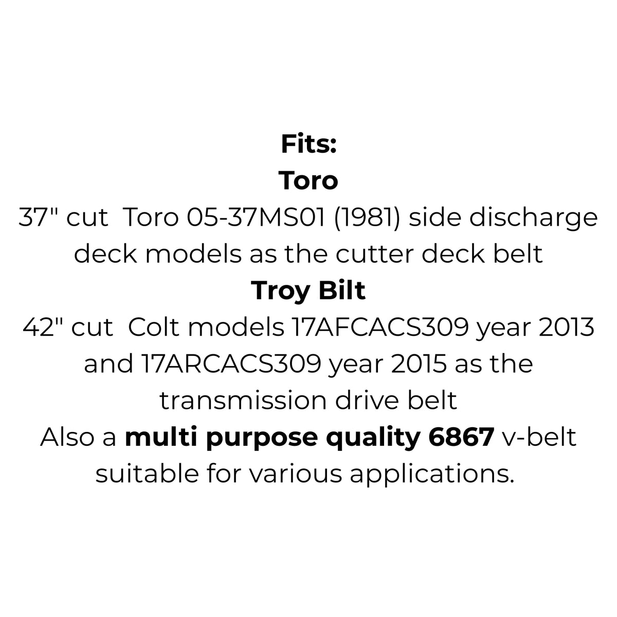 Belt replaces 490501C069, 490501Y069, 7540204, 7540498, 75404317, 9540317, 9540498, 108195, 6867