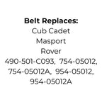Belt Replaces 490-501-C093, 754-05012, 754-05012A, 954-05012, 954-05012A
