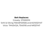 Belt Replaces Gravely 07200010 Stihl-Viking 70048720926 61210321147 Victa TM43412A, 7540195 and NR321147