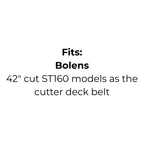 Belt replaces Bolens 1764007 cutter deck belt for 42" ST160