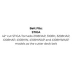 Belt replaces STIGA 135062028/0, 135062027-0, 135061506-0, 135061506/0, 135061506/1, 135061506-1