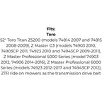 Belt replaces Toro 109-3388, 109-8069 or 126-9835 Transmission Drive Belt