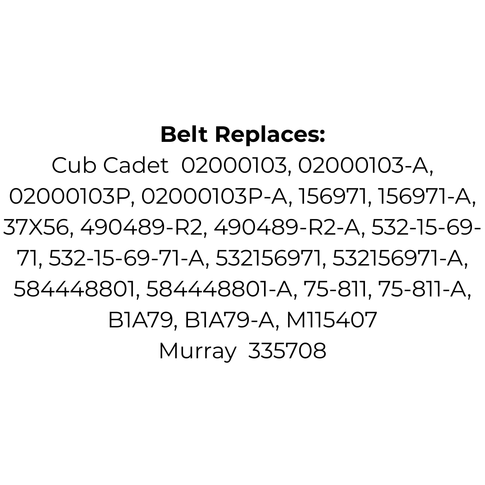 Belt Replaces Cub Cadet Mule Drive Belt- 490489-R2, Murray 335708