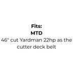 Belt Replaces John Deere A-GX25628 or GX25628, Cub Cadet or MTD 754-04033 or 954-04033 or Encore 353111
