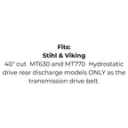 Belt replaces John Deere M136298, Murray 94609, Toro 110-6871, Stihl or Viking 61210094609
