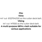 Belt replaces BIGDOG, HUSTLER 600726 or 600726X, Cub Cadet 754-04137 or 954-04137,John Deere M126536 or Simplicty/Viking 1718017 or 1718017SM