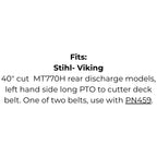 Belt Replaces Murray: 690071/MA, 1001223/MA, Snapper: 2-2252 and 1-8236 or Stihl, Viking: 70048721326 and 61217042150