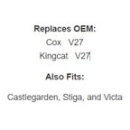 Belt for Castlegarden & Stiga 38" cut rear discharge, Victa VRX19538HC-A or Cox, Kingcat belt# V27