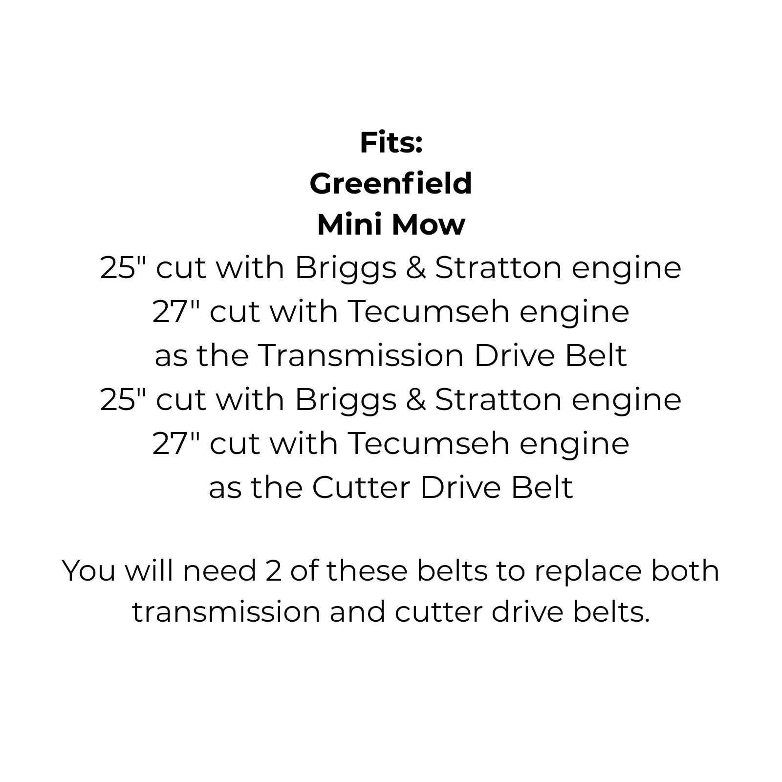 Belt Replaces GT2314 for Greenfield Mini Mow