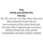 Belt for Craftsman 037X22-MA, 23749, STD224990 | John Deere M112490, M11290, M49920, M72683 | Murray 23749, 3722 and 37X22MA