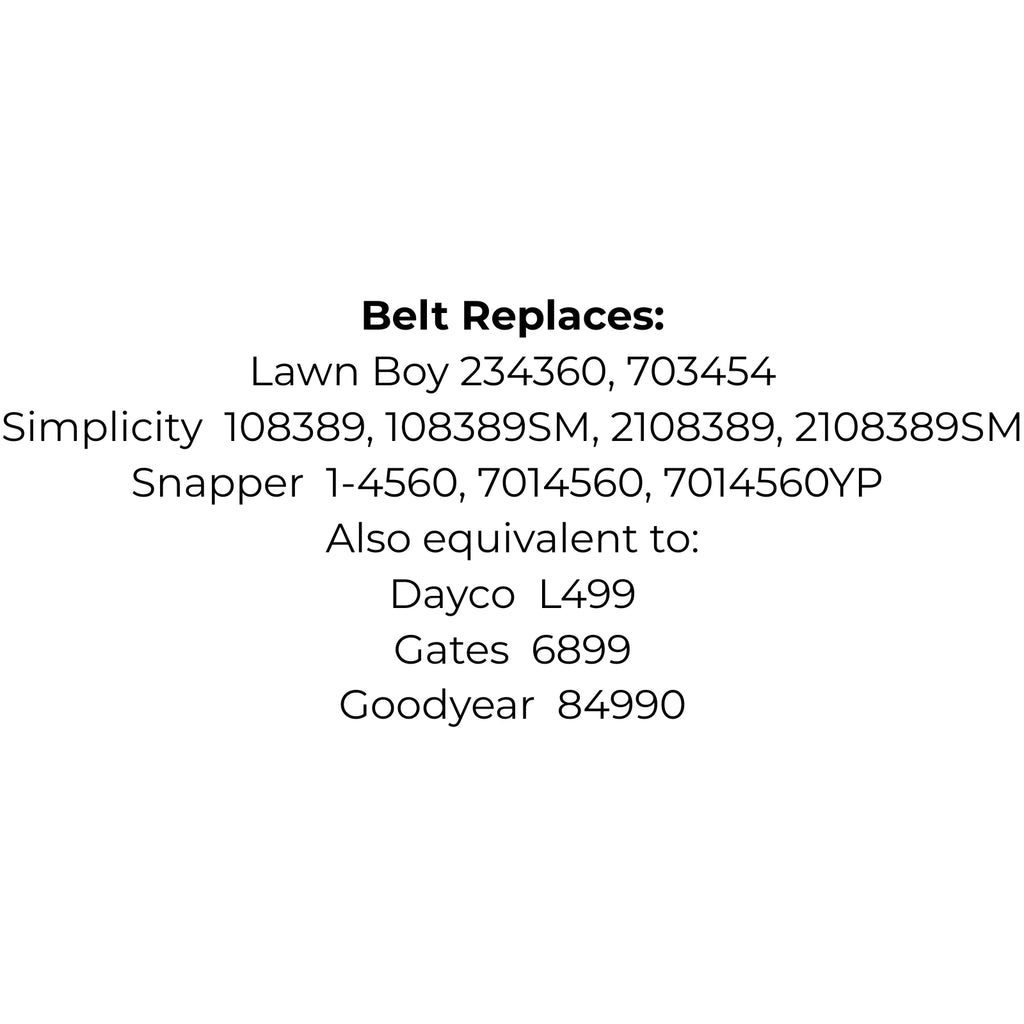 Belt Replaces Lawn Boy 234360, 703454 Simplicity 108389-SM, 2108389-SM Snapper 1-4560 and 7014560-YP 