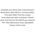 Belt Replaces Lawn Boy 234360, 703454 Simplicity 108389-SM, 2108389-SM Snapper 1-4560 and 7014560-YP 