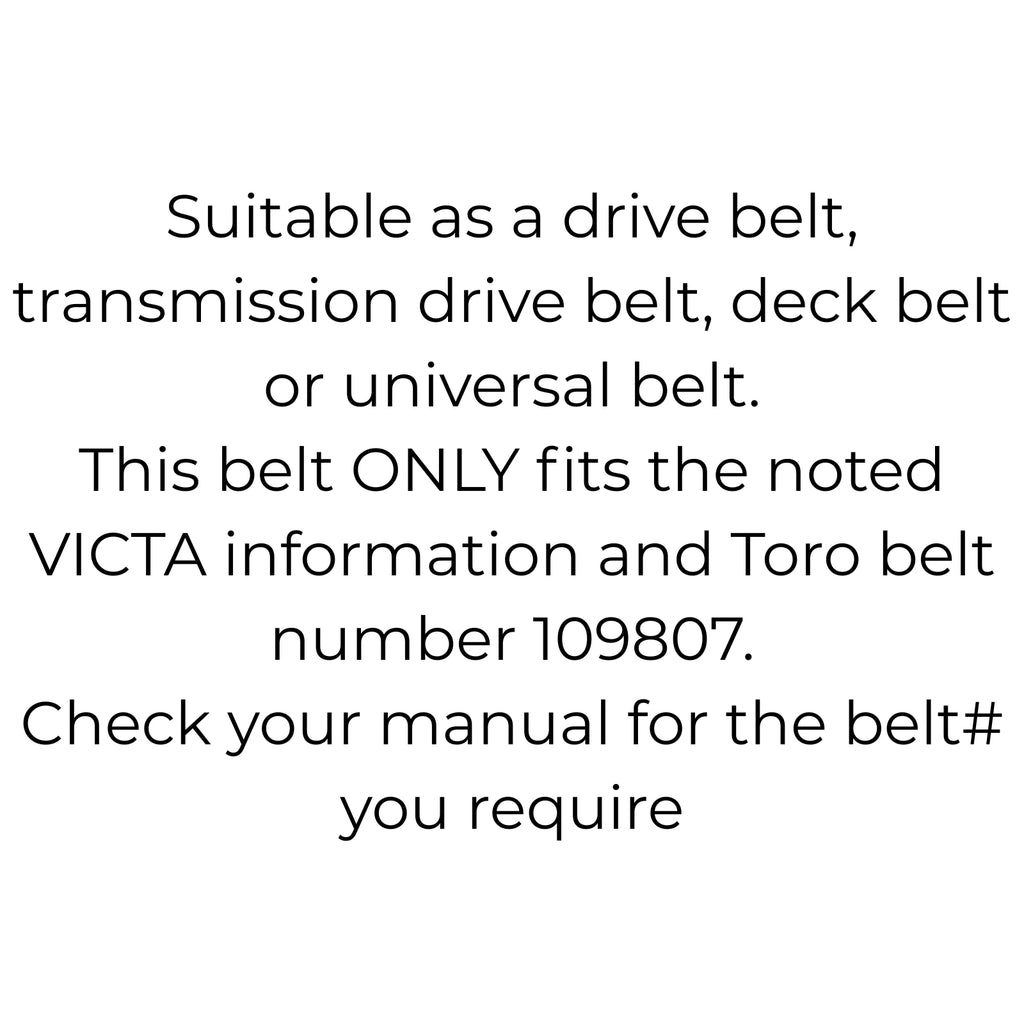 Belt Replaces Toro 109807, Victa RD18376A, Dayco L499, Gates 6899