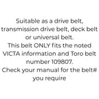 Belt Replaces Toro 109807, Victa RD18376A, Dayco L499, Gates 6899