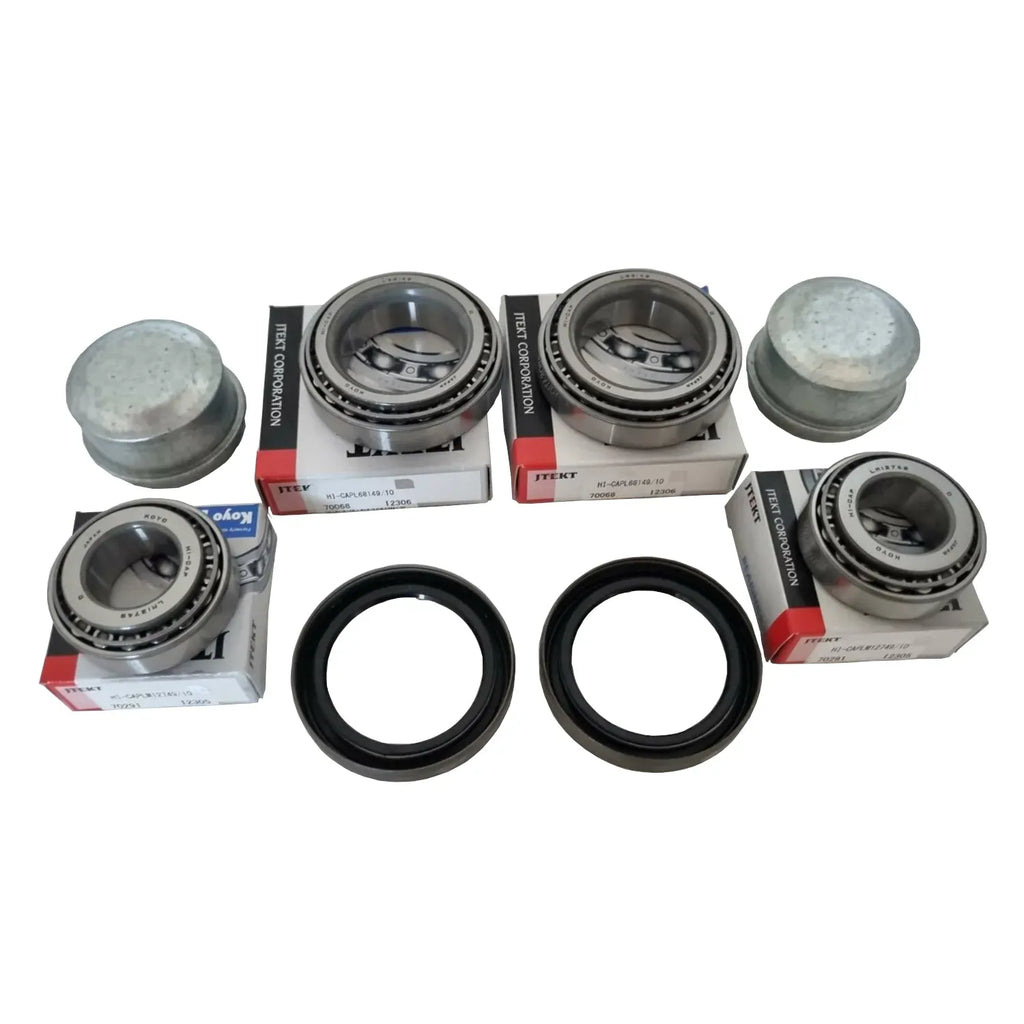 2x Trailer Bearing Kits with DUSTCAPS for Ford Axles L68149/10 and LM12749/10