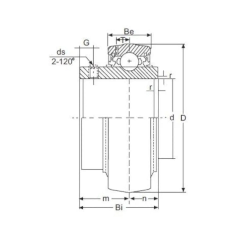 2x UC211-32 Transmission Insert Bearings 2"x100mm 