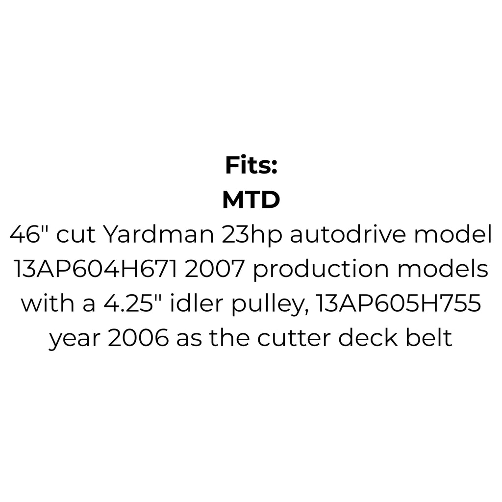 Belt replaces Cub Cadet or MTD 754-04118 or 954-04118 Cutter Deck Belt