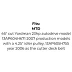 Belt replaces Cub Cadet or MTD 754-04118 or 954-04118 Cutter Deck Belt