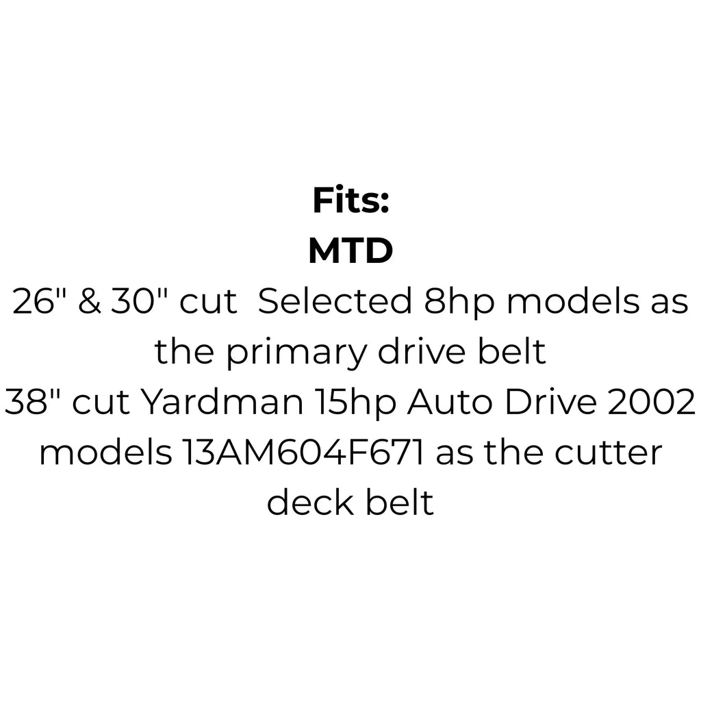 Belt replaces John Deere M112006, MTD 754-0198, 954-0326, 754-0326, Victa TM43486A, 754-0198