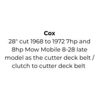 Belt Replaces Cox VA53 or Rover A07866