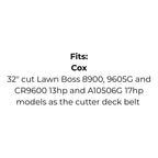 Belt Replaces Cox V40 or Westwood 1414