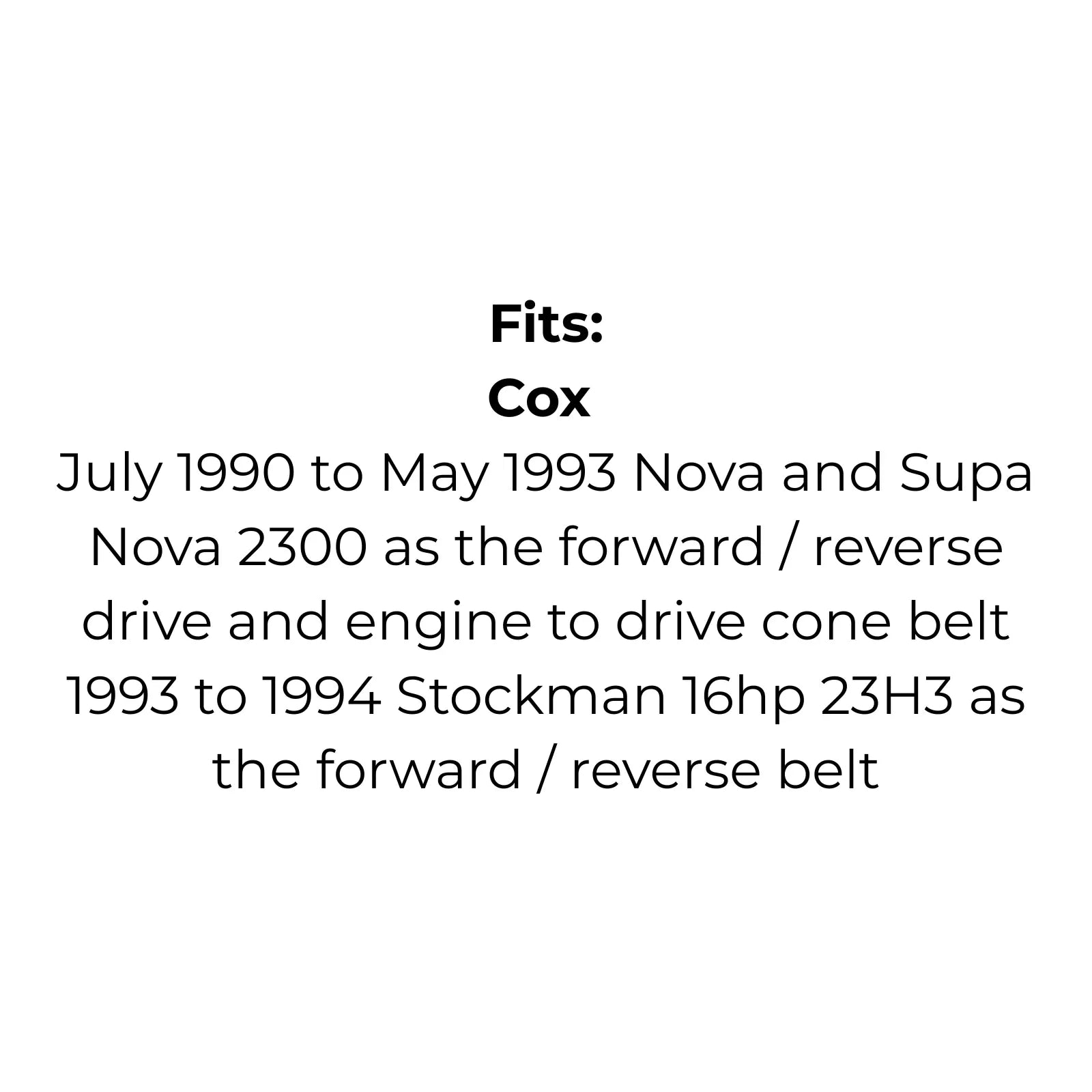 Belt Replaces Cox VA77 or SVA77 